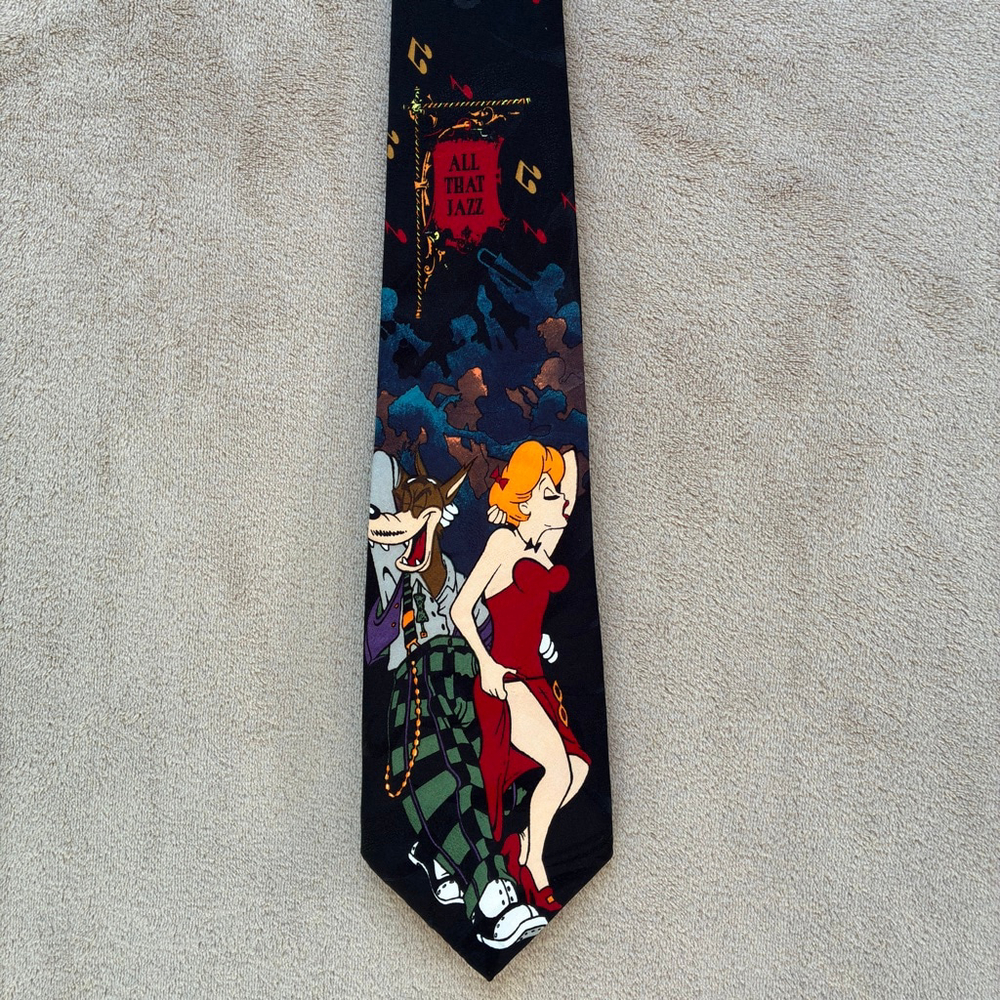 Vintage 1994 Men’s Lakeside Apparel All That Jazz Cartoon Tie One Size Black Red